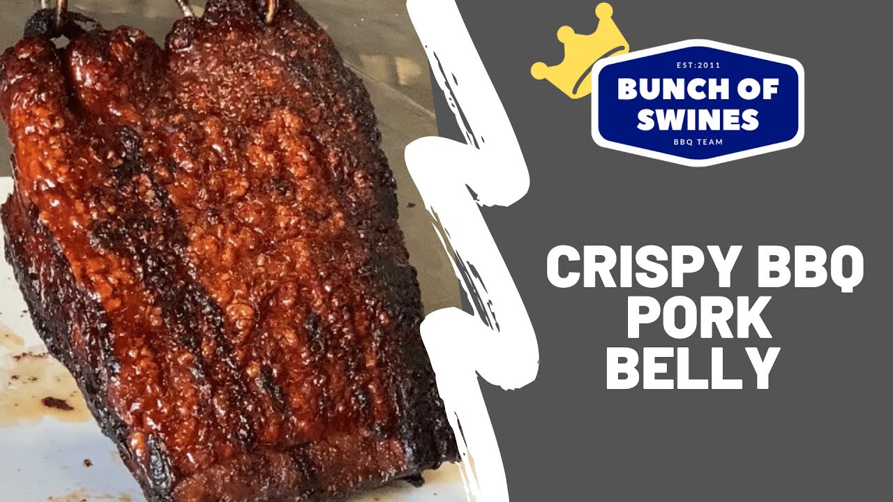 Crispy BBQ Pork Belly, Hanging on a Gateway Drum Smoker