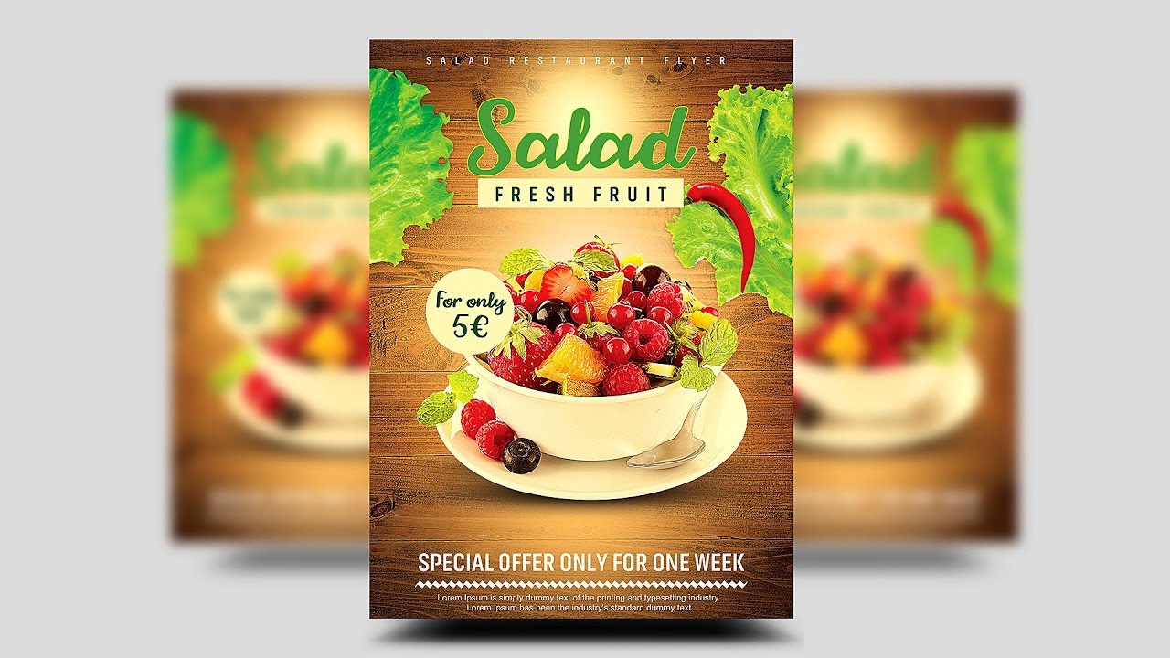 Creative Restaurant Flyer (poster) - Salads - Photoshop Tutorial