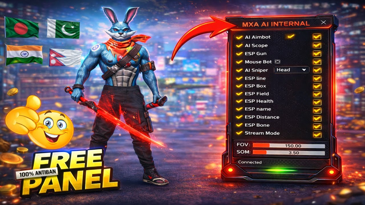 Free World’s Best Ai Internal Free Fire Antiban Panel 🎯 AI SNIPER 🎯 Streamer ESP All Server safe ✅