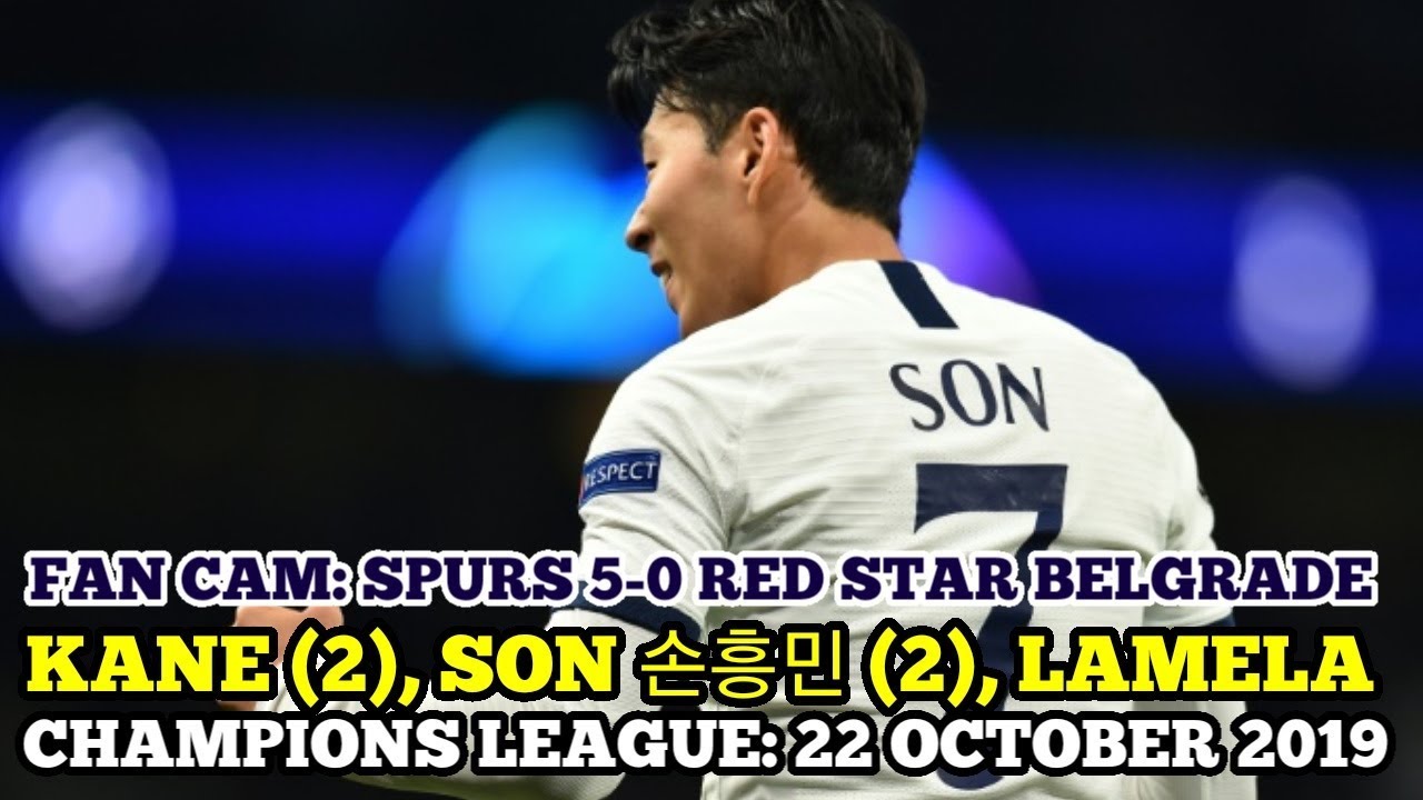 FAN CAM: Tottenham 5-0 Red Star Belgrade: Kane (2), 손흥민 Son (2) and Lamela: Champions League