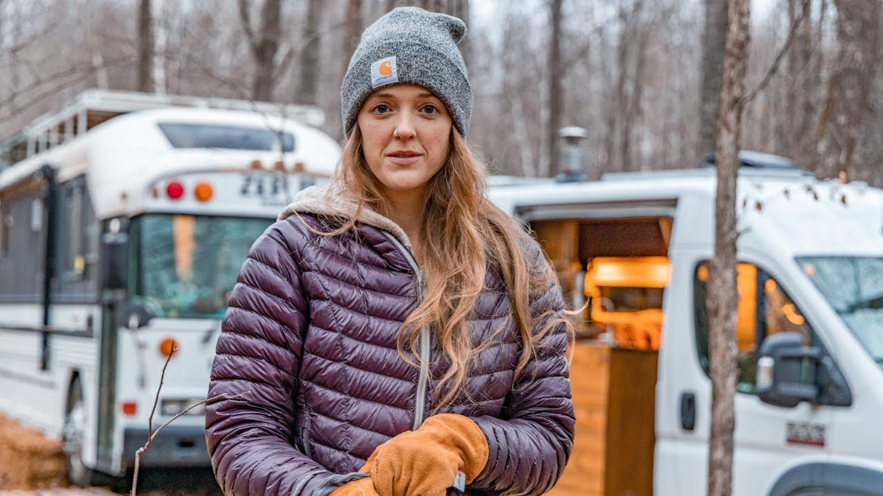 Our NORTH WOODS Winter Home | van life & skoolie life