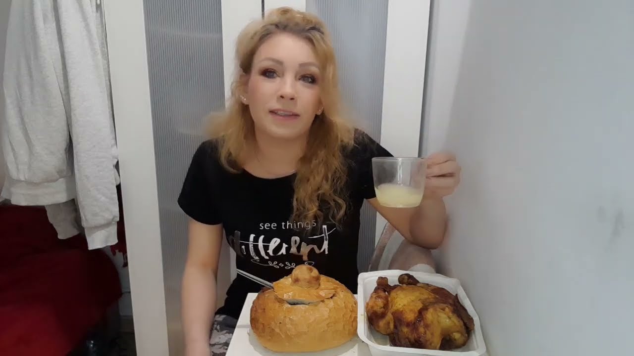 мукбанг в Польше журик в хлебе ..курица жареная