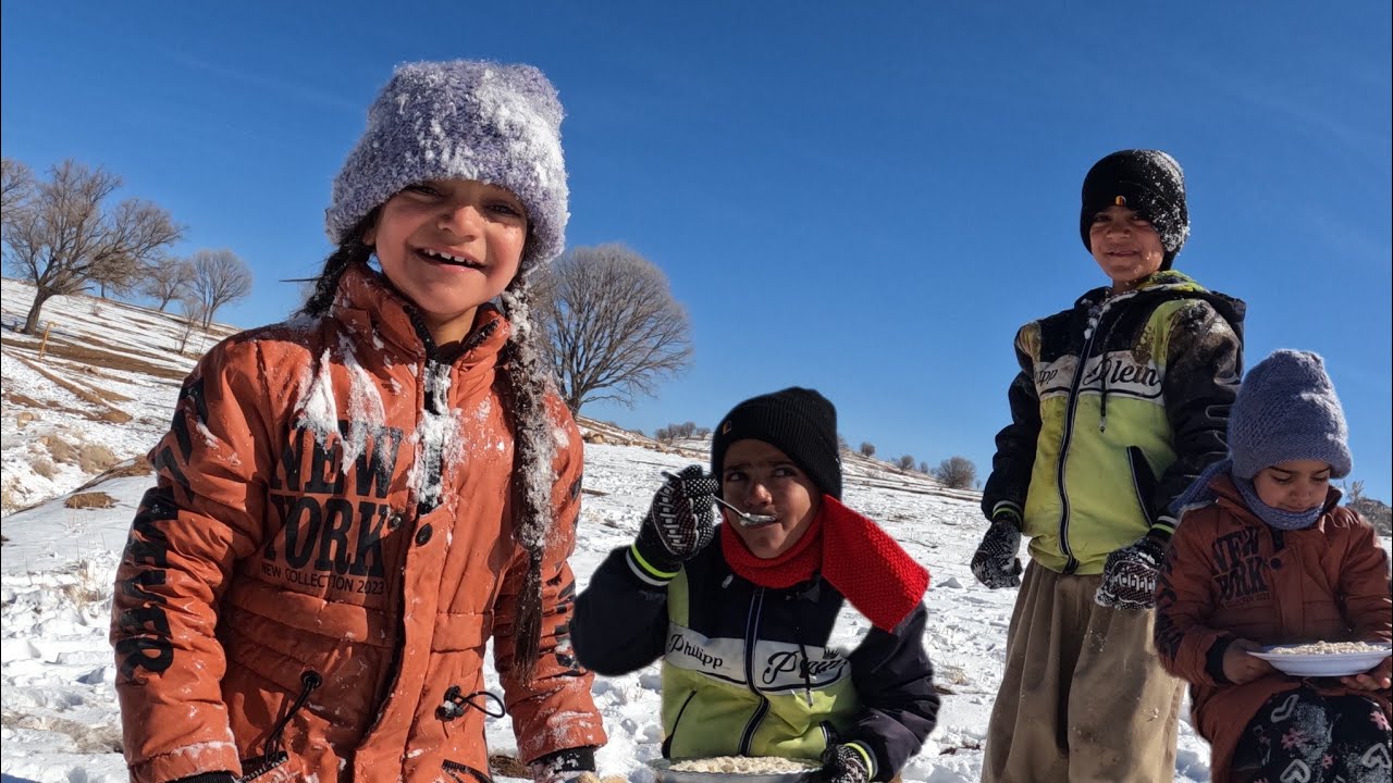 Snow is Farzin and Farnaz's dream game! 🌨️ Hot soup, brother Saeed, is on the track! 