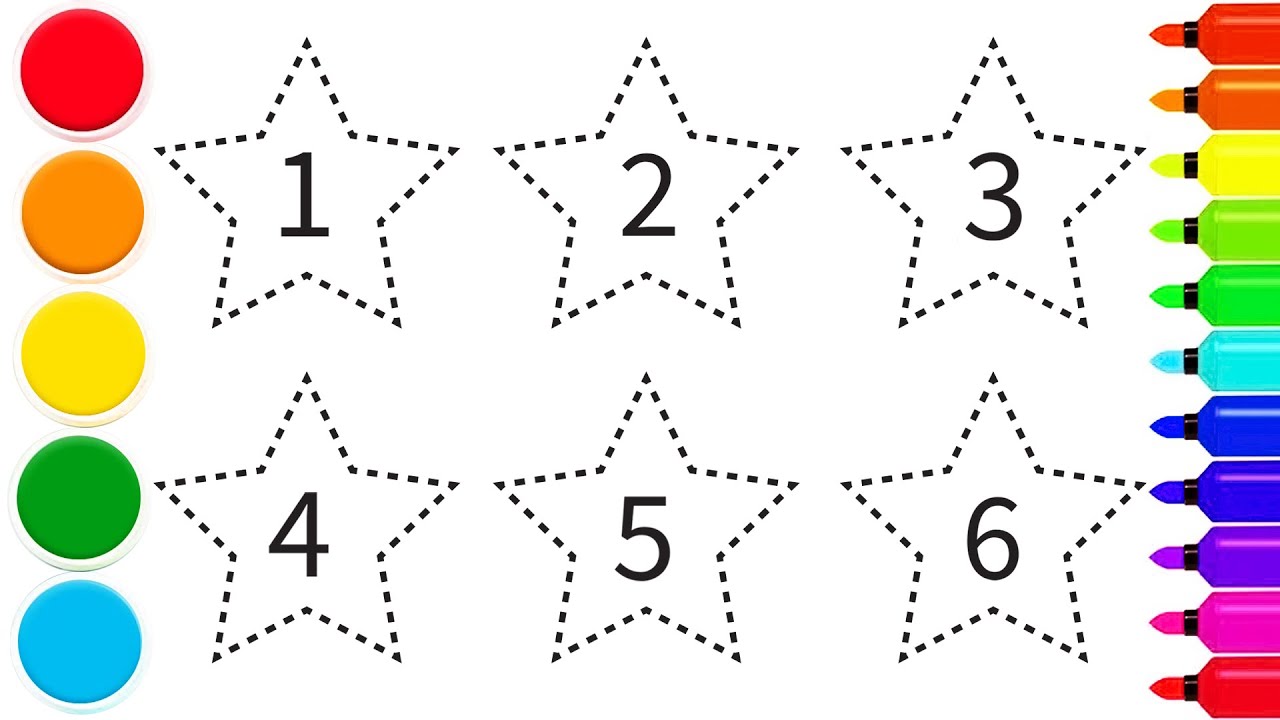 How to draw a simple 2D star shape and numbers | step by step