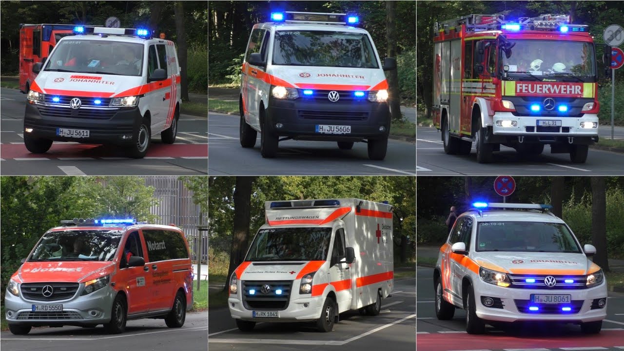 [FEUER IM GYMNASIUM + MEHRERE VERLETZTE] Einsatzfahrten Feuerwehr und Rettungsdienst in Langenhagen 