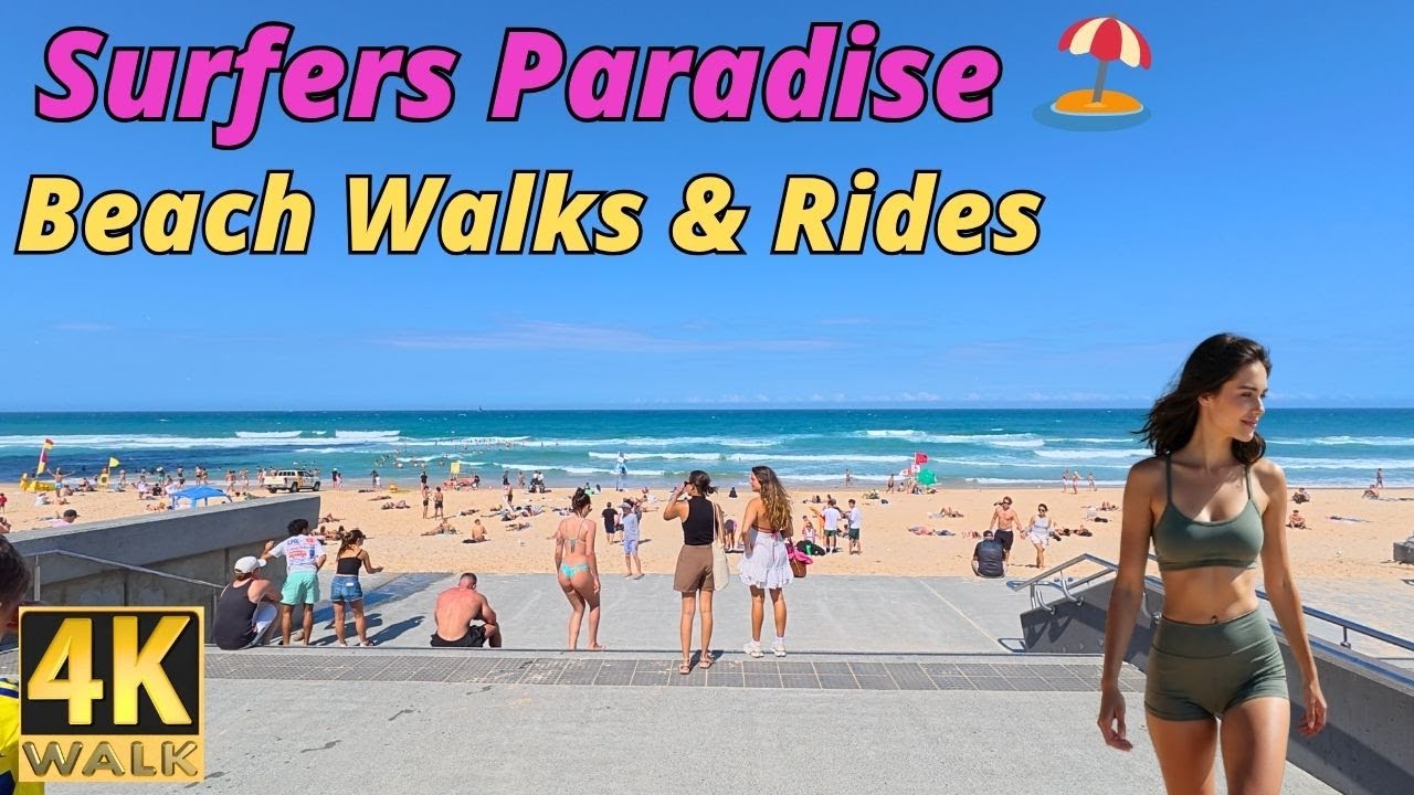 4K Beach Walk & Scooter Ride &ndash; Surfers Paradise Gold Coast 🌴 Australia