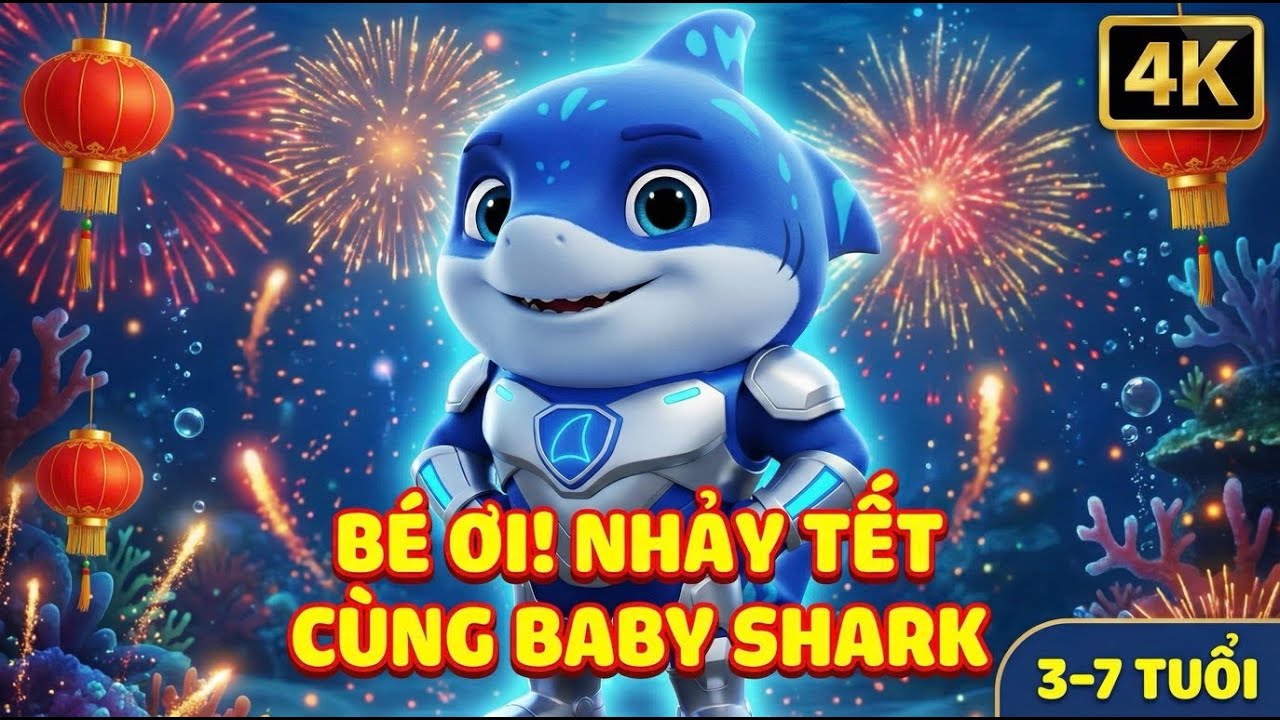 🎉🦈 Baby Shark Nhạc Tết Thiếu Nhi dưới Đại Dương| Nhạc Remix cho bé vận động| 4K