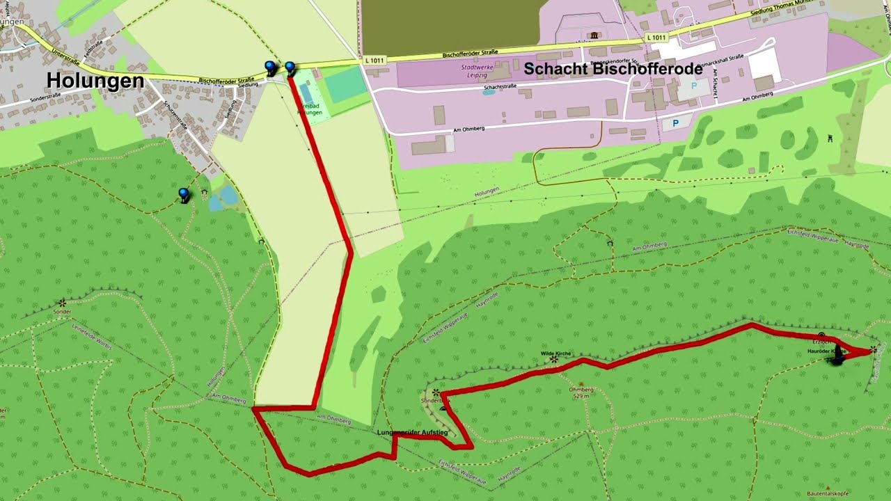 Wandern im Eichsfeld Bei Holungen den Lungenprüfer hinauf zum Ohmberg zur Wilden Kirche , Hauröder K