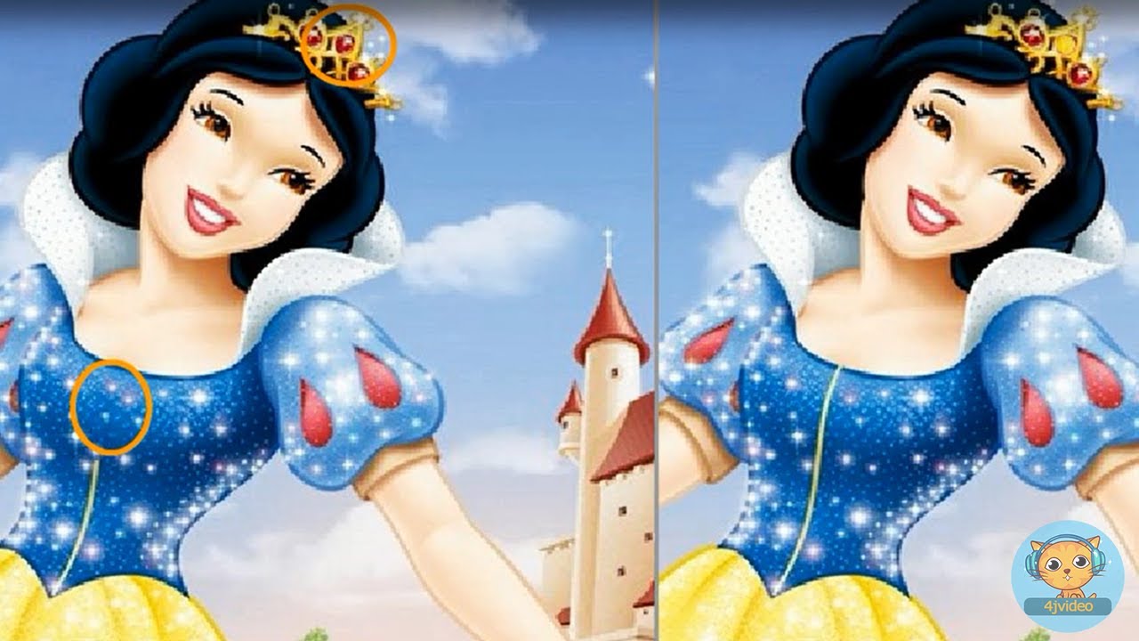Cute Snow White Difference - Princess Disney Cartoon Puzzle Games for Kids - 4jvideo