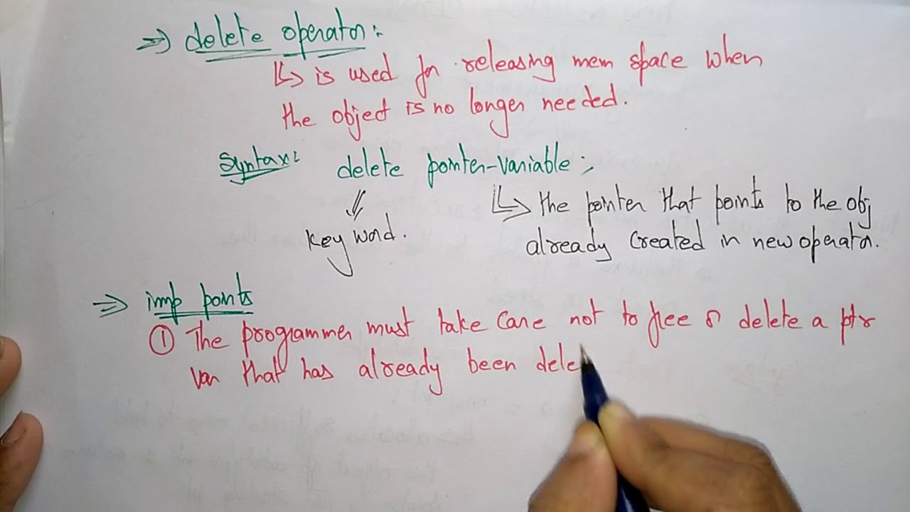 New Operator | Delete Operator | OOPs in C++ | Lec-08 | Bhanu Priya