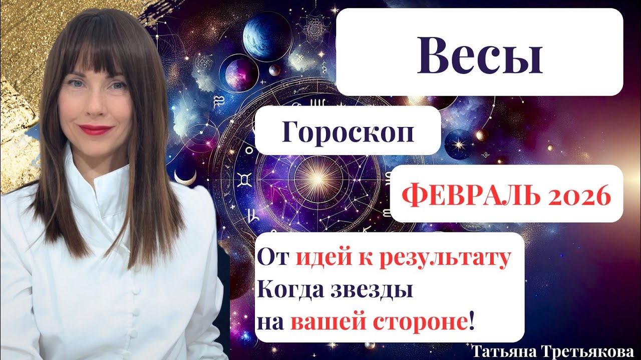 ♎ВЕСЫ. Гороскоп ФЕВРАЛЬ 2026.От идей к результату. Когда звезды на вашей стороне. Татьяна Третьякова