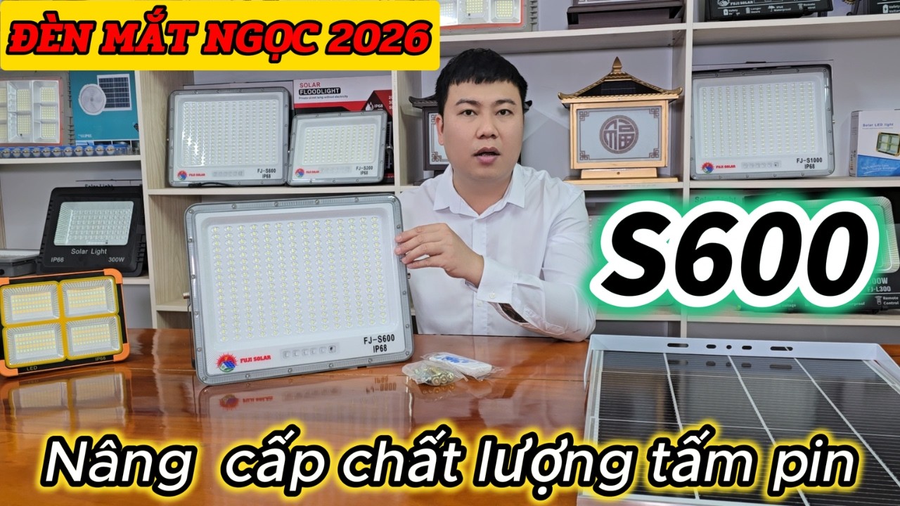 Đèn năng lượng mặt trời - Đèn mắt ngọc S600 nâng cấp tấm pin MONO chất lượng cao