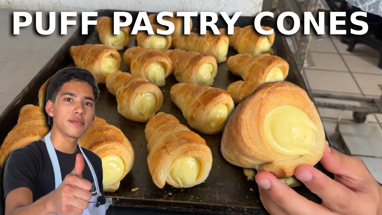 Cream Filled Puff Pastry Cones 🤤
