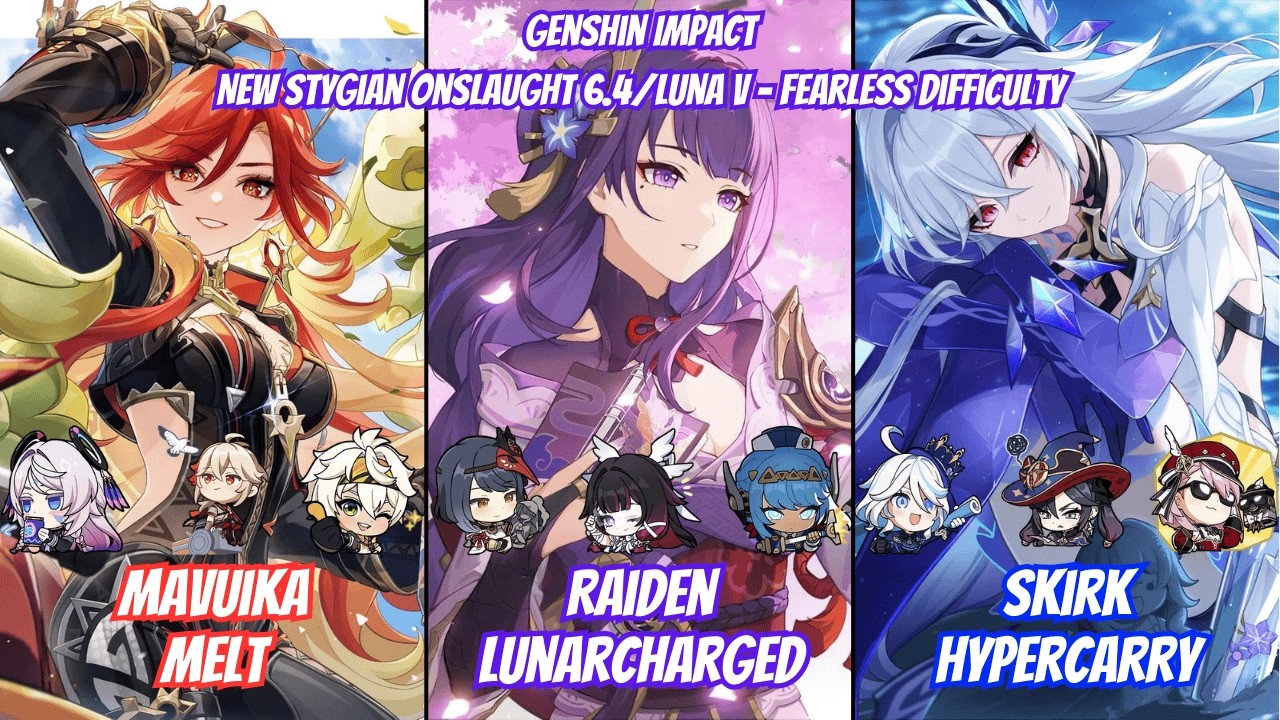 C0 Mavuika & C6 Raiden & C0 Skirk | NEW Stygian Onslaught 6.4/Luna V Fearless – Genshin Impact