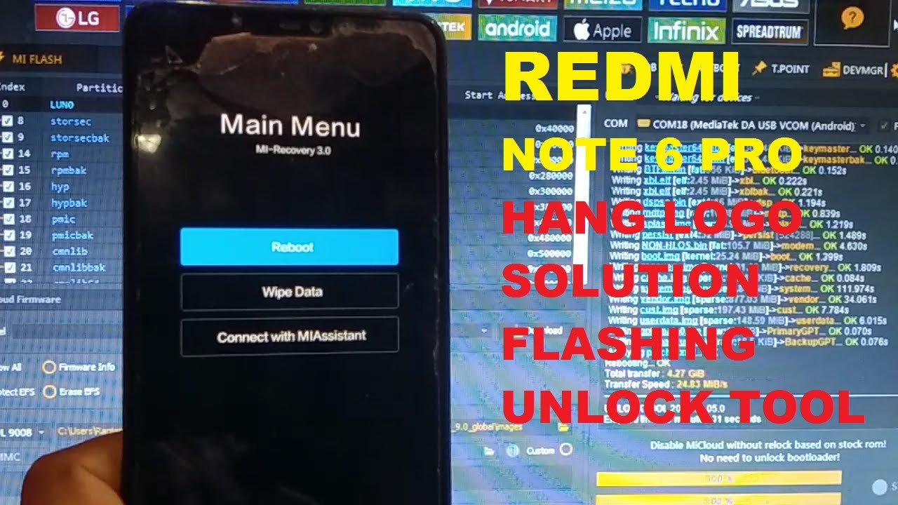 Mi note 6 pro flashing & hang on logo solution in unlock tool 100% done