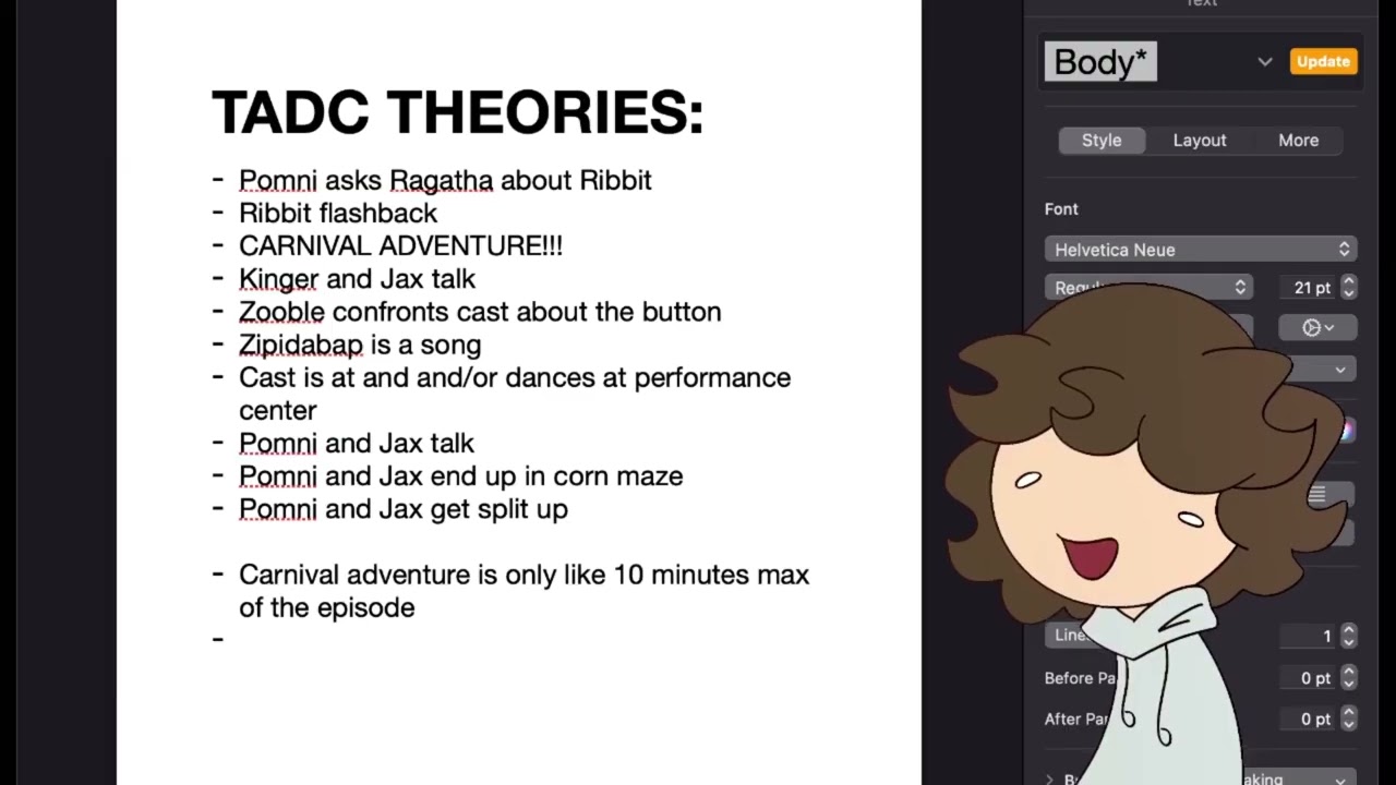 TADC ep 8 theory/prediction list creation