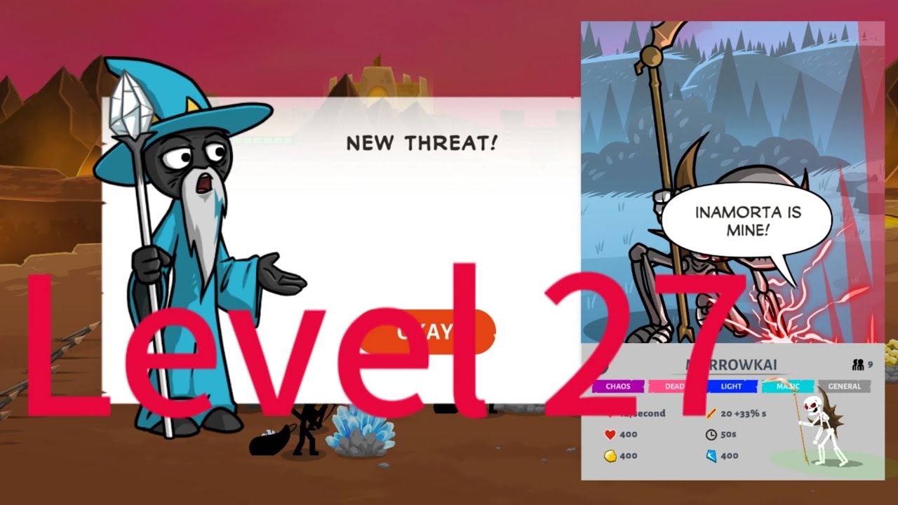 Stick war campaign |  Level 27 | Defeating Marrowkai. #stickwar3