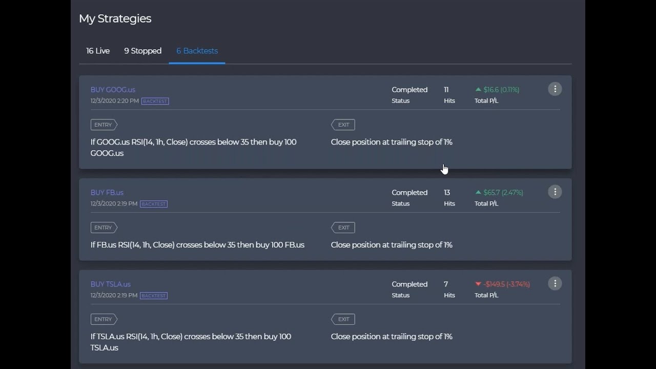 How to run an automated trading strategy over a group of assets