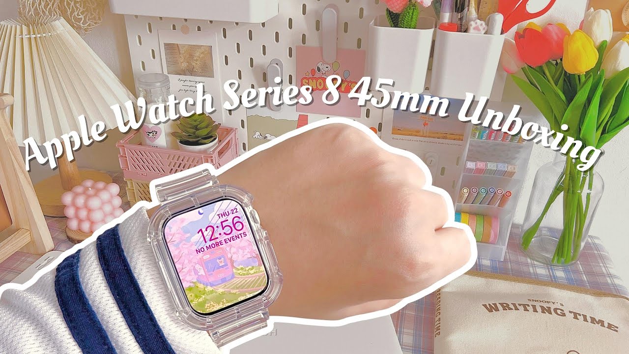 Apple Watch Series 8 (Starlight) 45mm Unboxing + Setup & Accessories | Aesthetic Unboxing 📦✨