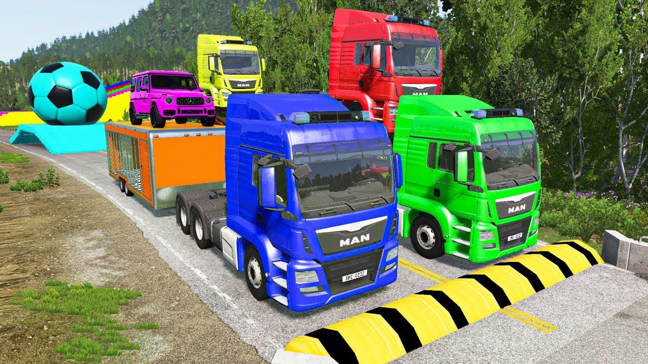 Flatbed Truck McQueen | Transportation with Truck - Pothole vs Car #111 | BeamNG.Drive Gameplay