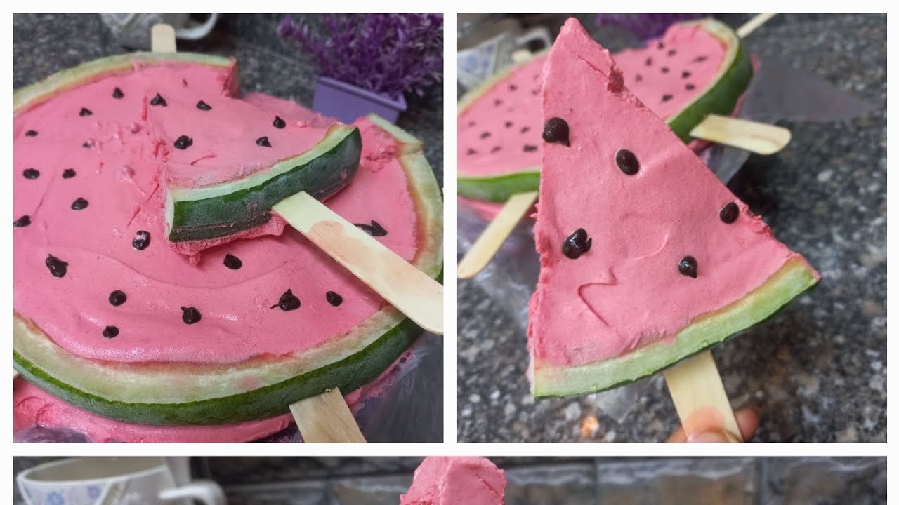 #ايس_كريم  بطيخ احمر في 5 دقايق🍉🍉🍉🍉🍉🍉