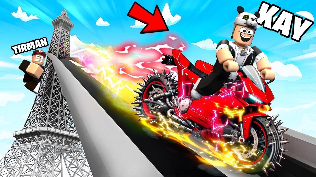 TIRMAN VE YARIŞ MOTORUYLA AŞAĞIYA KAY! - Roblox Climb and Slide