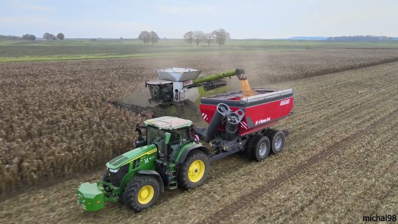 Wielkie żniwa kukurydziane w CGFP Wojnowo. Claas Lexion 8900 +John Deere X9 & S790i + Case 8240.[4k]