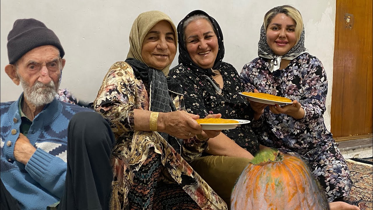 Iran Village life Vlog_ Making Traditional Pumpkin Dessert