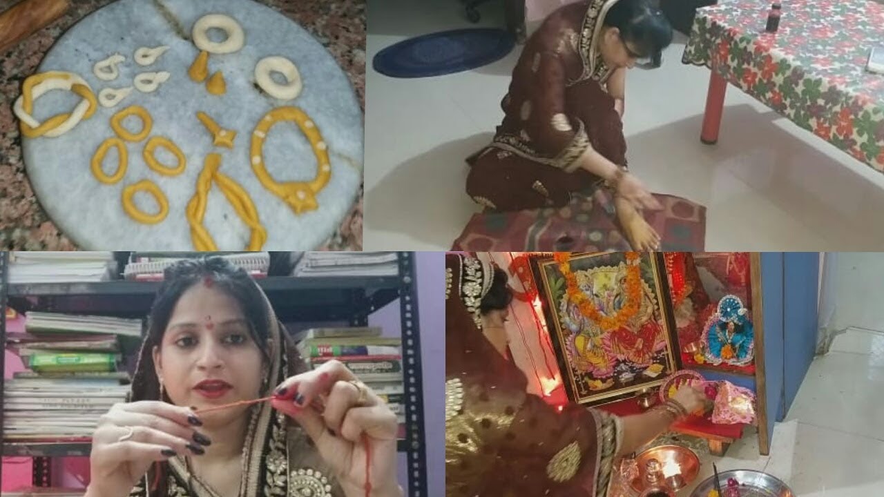 VLOG: MAHALAKSHMI HATHI KI FULL POOJA SPECIAL // बेसन और आटे के गुड़ वाले मीठे और नमकीन पकवान //