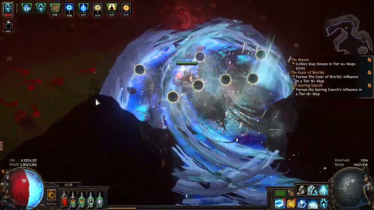 PoE: spellslinger Frostbolt + self cast Ice Nova fanatacism Inquisitor