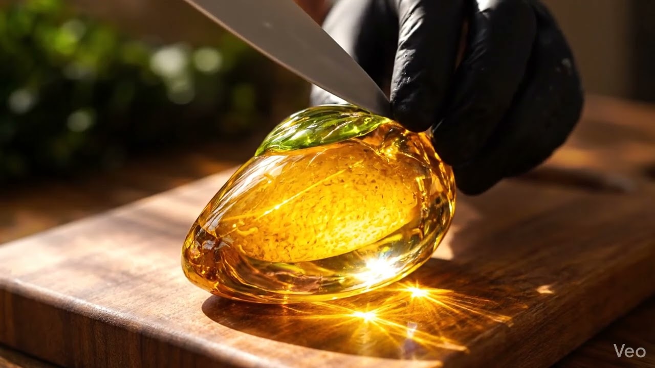 The Crystal Mango Slice | Purely Paring ASMR #ASMR #KitchenASMR #NaturalSounds #GlassMango #Trending