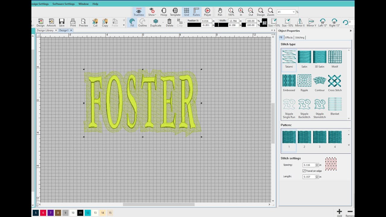 Creating a knockdown stitch in Hatch #embroidery #digitizing #embroiderydesign #hatch