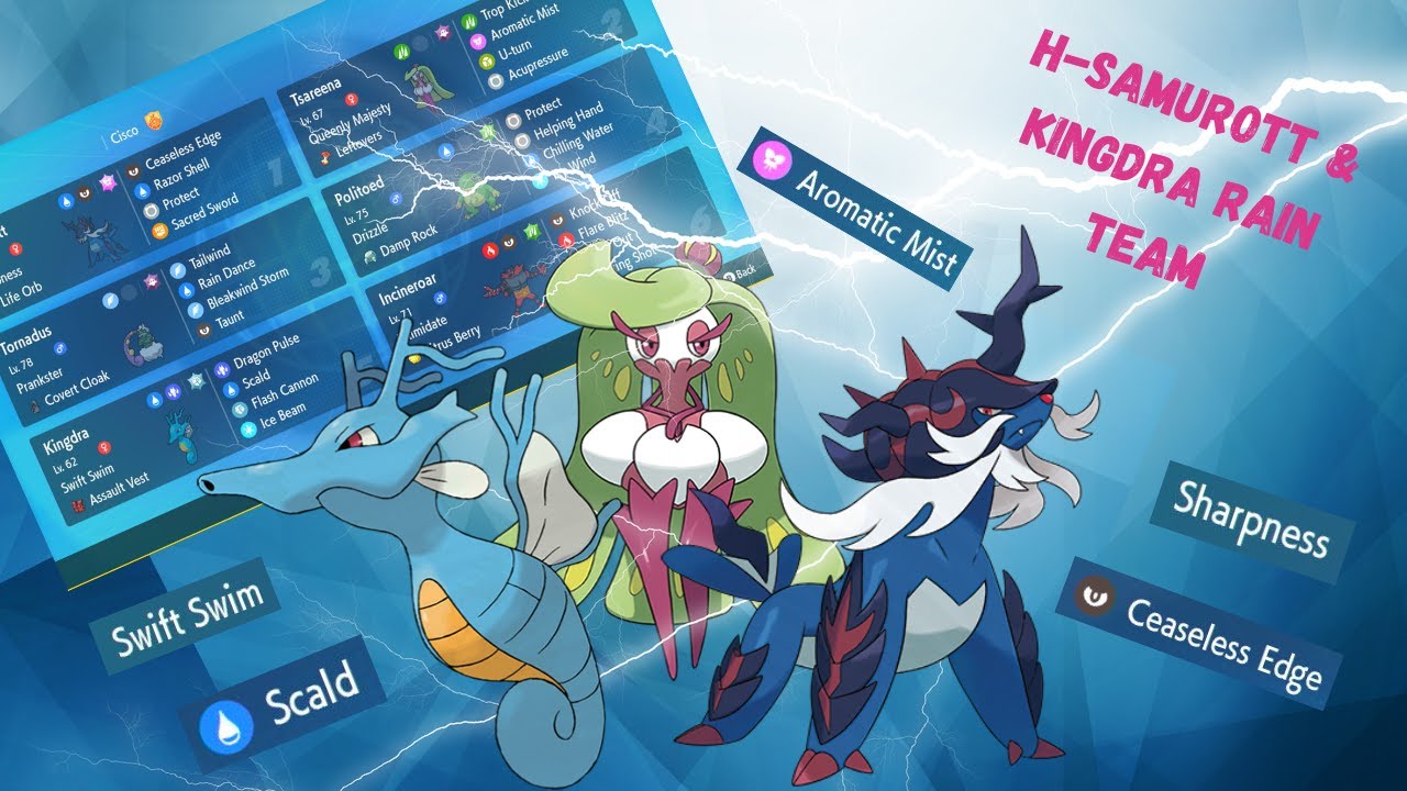 SHARPNESS H-SAMUROTT & SWIFT SWIM KINGDRA RAIN TEAM IN VGC-Pokemon Scarlet & Violet VGC Regulation F