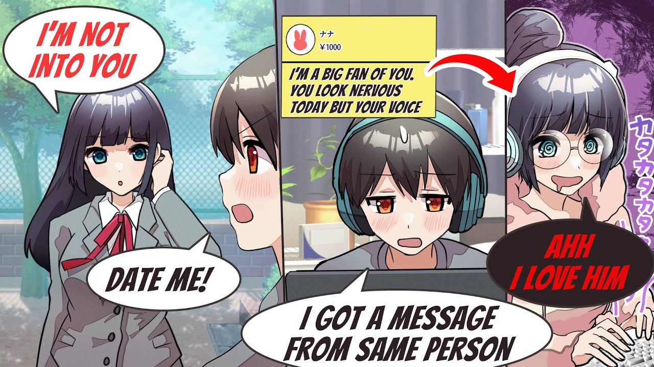 I got declined by a cool and beautiful girl but She's a big fan of My Live streaming 【Manga dub】