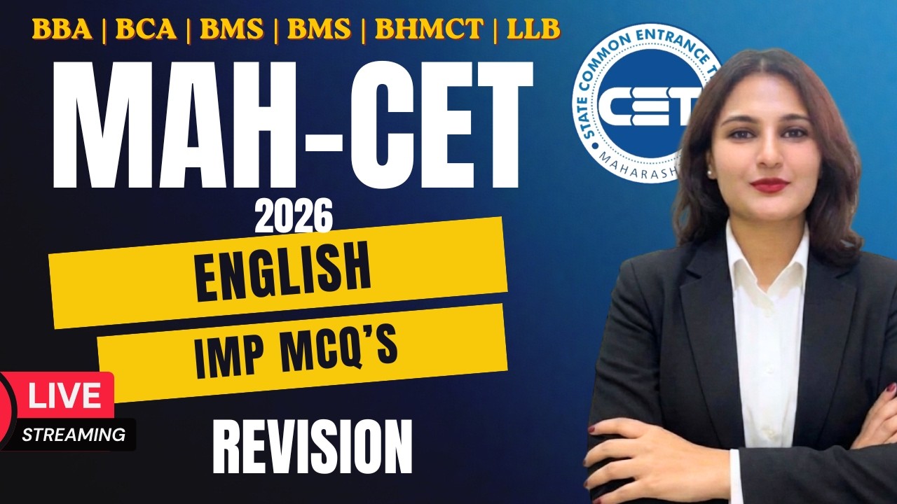 MAH-CET 2026 | ENGLISH | IMP QUESTION PART 01 | BBA | LAW  | BBM | HOTEL MANAGEMENT | BMS | BCA