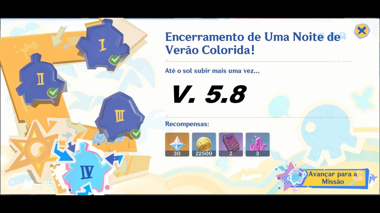 Genshin Impact 5.8 – Missão de Evento “Encerramento de uma Noite de Verão Colorida”