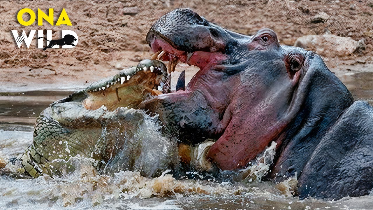 CROCODILO E HIPOPÓTAMO – A Luta Pelo Poder no Rio Mara | #AnimaisSelvagens