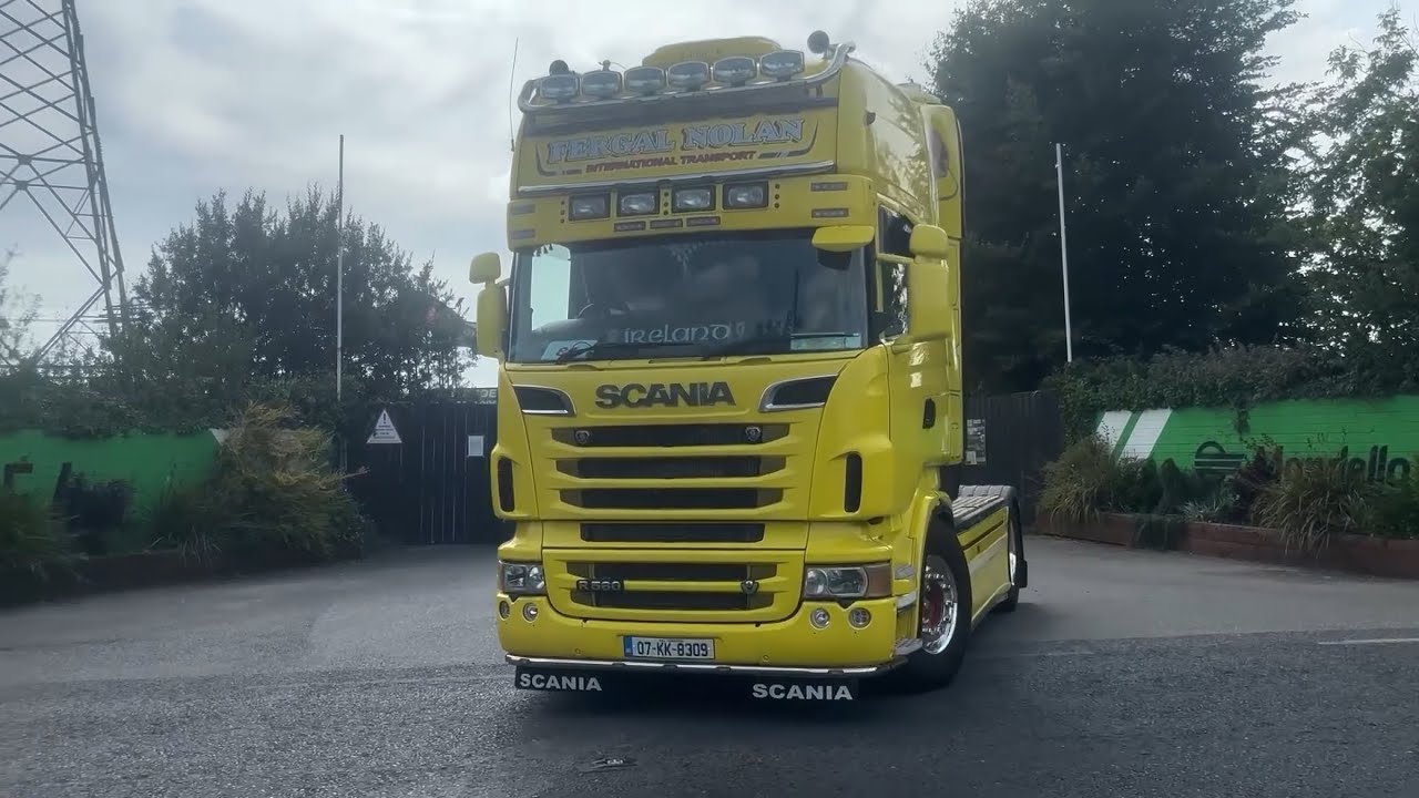 Showtrucks leaving Full Of The Pipe Truckshow in Ireland - 13 July 2025