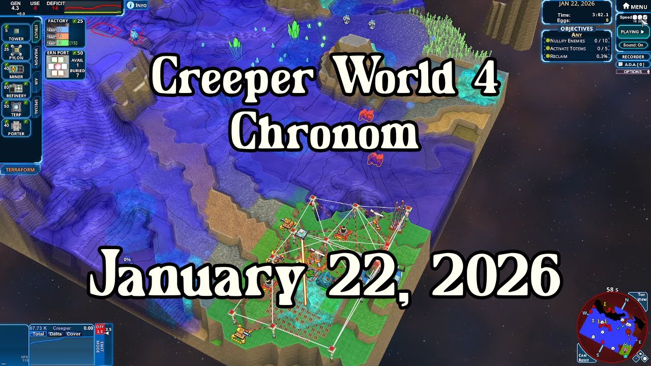 Creeper World 4 Daily Map –  January 22, 2026 | No Commentary