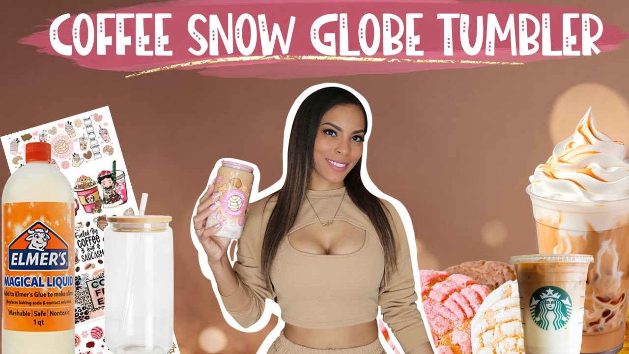 DIY  Snow globe glass can tumbler Starbucks + Cafecito inspired look Elmer's magical liquid tutorial