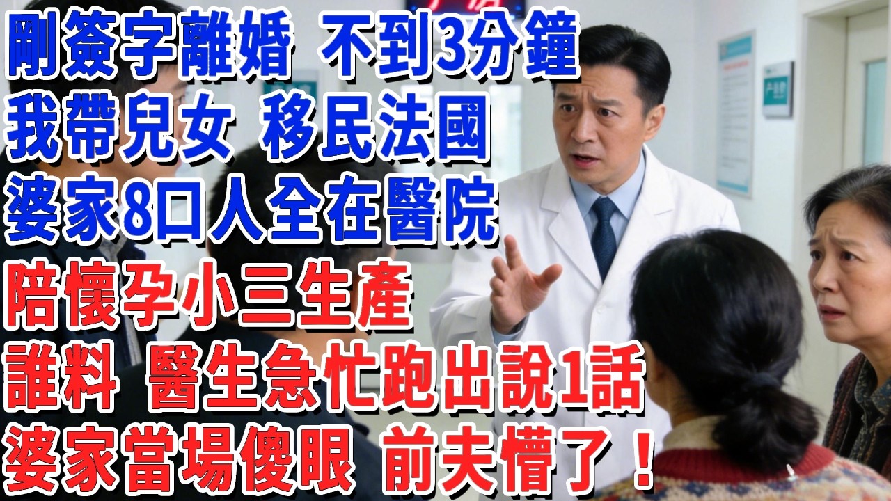 剛簽字離婚 不到3分鐘，我帶兒女 移民法國，婆家8口人全在醫院，陪懷孕小三生產，誰料 醫生急忙跑出說1話，婆家當場傻眼 前夫懵了！#小娟講故事 #情感故事 #老年生活