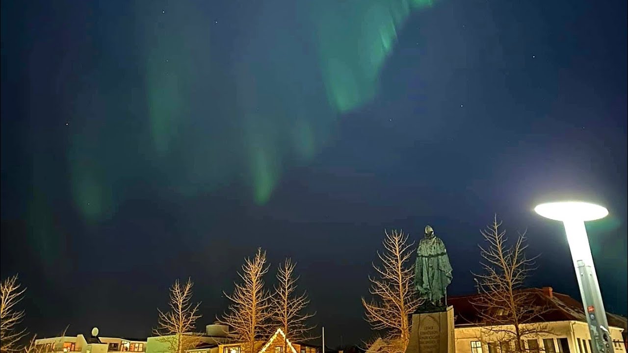Northern lights New year's eve Reykjavik celebrations 🍾 #Northernlights #Reykjavik #newyear #Iceland