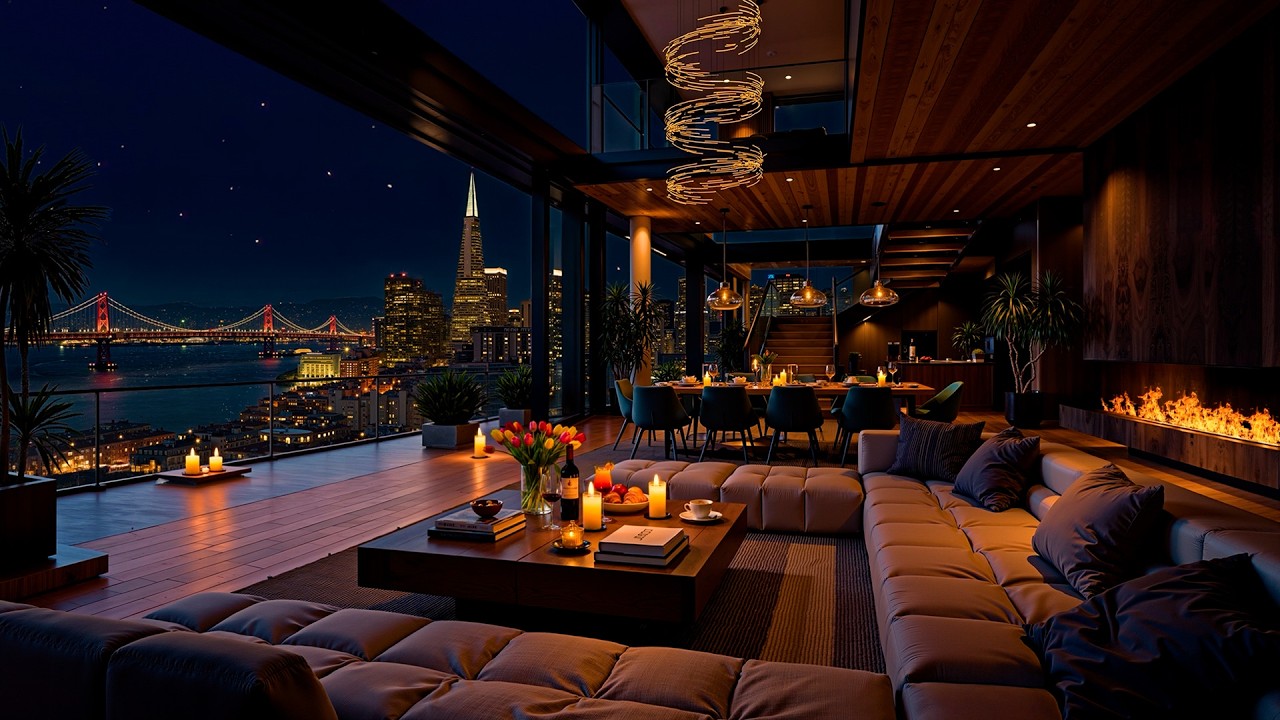 Tranquil Night Vibes 🌃 Luxury Apartment in San Francisco with Smooth Jazz Saxophone for Sleep, Relax