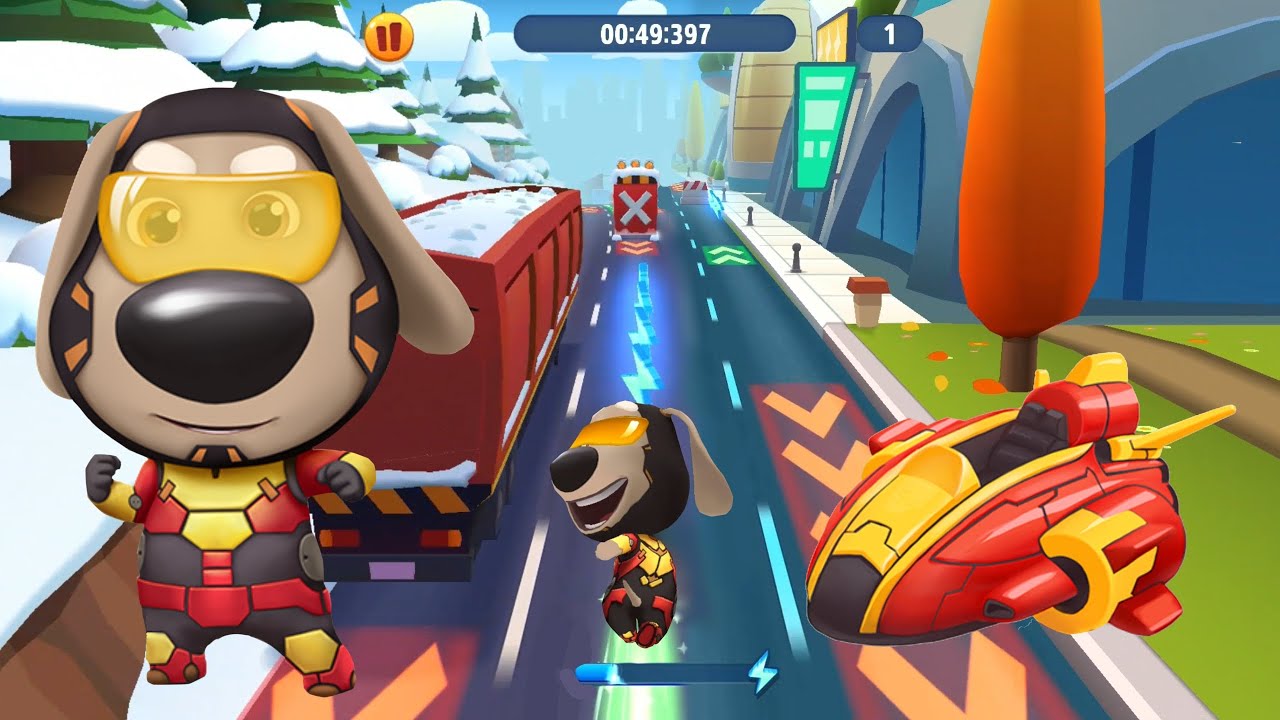 Talking Tom Gold Run - Iron Ben in the Race Competiton Gameplay (Full screen) 🏁🦸‍♂️