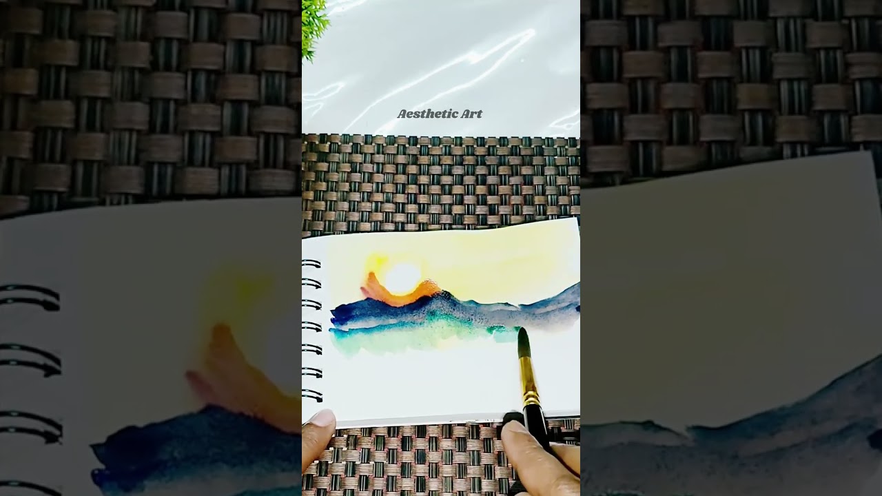 Aesthetic watercolor sunset scenery painting ideas for beginners step by step||Aesthetic Art 