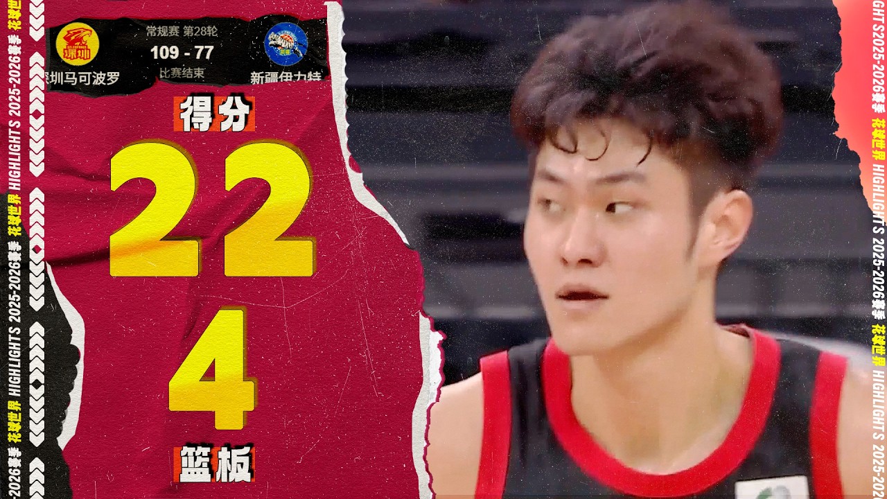 变向拉回跳投，王浩然22分4篮板3三分球 | 深圳109-77新疆 #cba