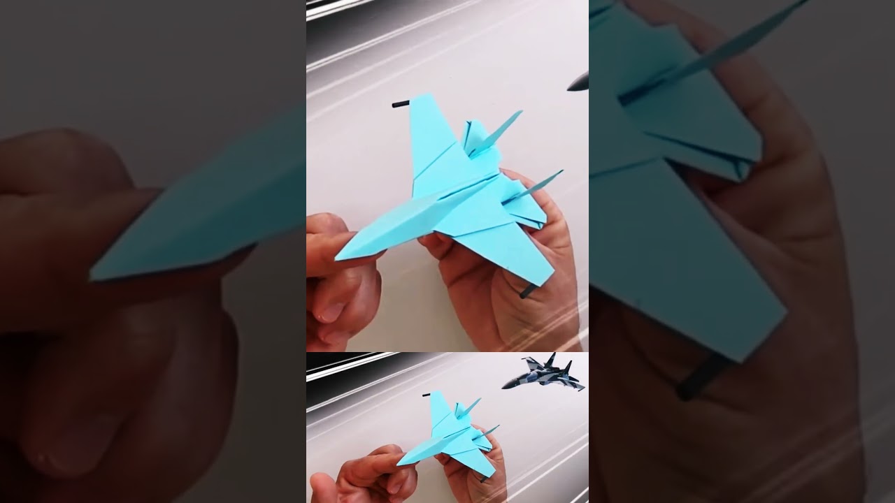 Como hacer un avi&oacute;n de papel caza de combate Shukhoi Su-35 #origami #aviondepapel #avionesdepapel
