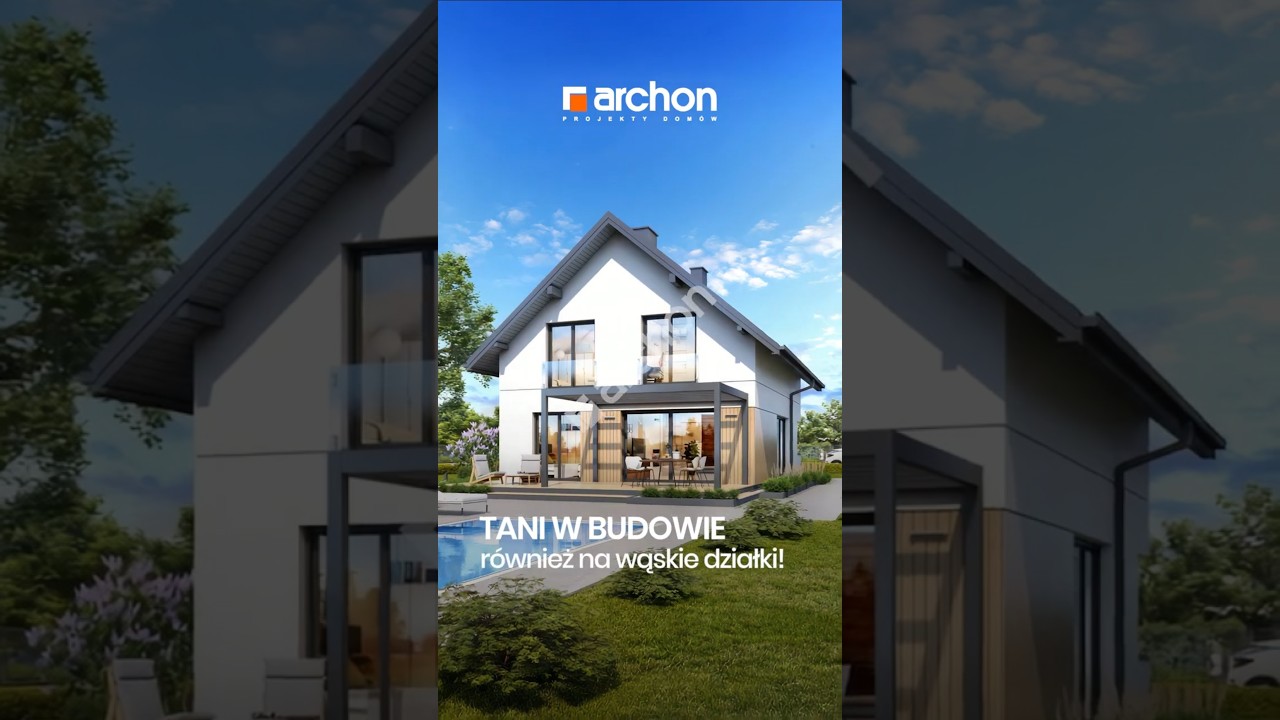 POLECANY PROJEKT: Dom w anyżku 4 - tani w budowie, na wąską działkę! ARCHON+ Projekty Dom&oacute;w #shorts