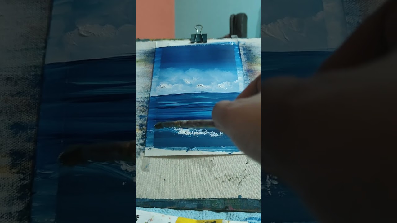 How to make a beautiful ocean night scene painting landscape #like #