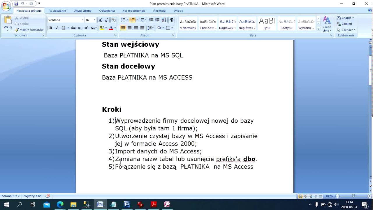 PŁATNIK konwersja bazy SQL na Access  Oddajemy dane. Migracja